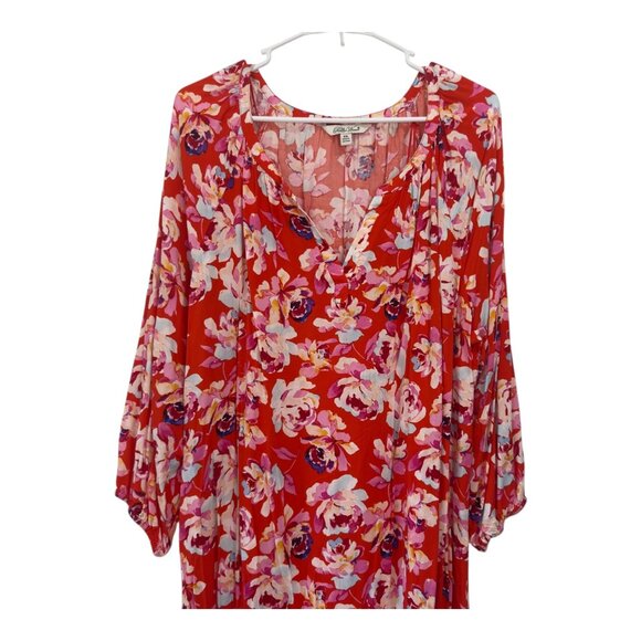 The Pioneer Woman Womens Red Floral Print Dress Size XXL 3-4 Sleeve - Picture 7 of 15
